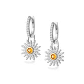 Silver Sun Hoop, White Rhodium, Premium Cubic Zirconia  + Love Gift